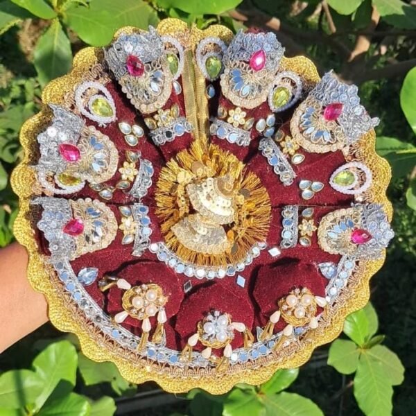 Laddu Gopal Dress Set with Mukut and Bansuri | Designer Velvet Laddu Gopal Poshak | Kanha Ji Dress for Size 1-25