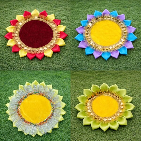 Kamal Aasan for Laddu Gopal | Velvet Pooja Chowki Aasan | Thakur Ji Baithne Ka Aasan | Decorative Lotus Aasan for Mandir | Multi Color