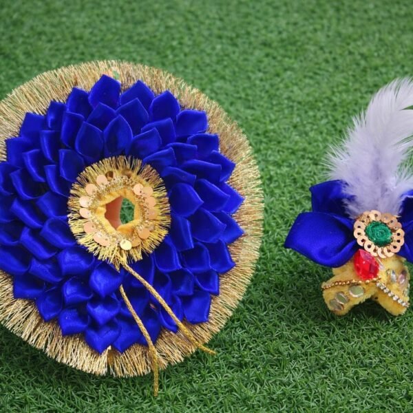 Laddu Gopal blue dress with mukut complete set size 1 to 6