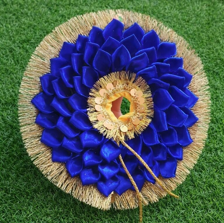 Laddu Gopal blue poshak dress with golden border size 1 to 6