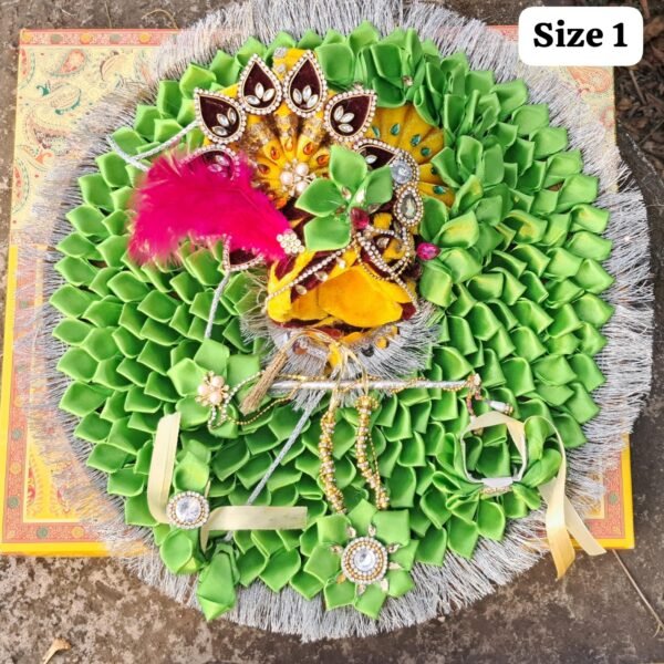 Laddu Gopal Designer Heavy Dress Set (Size 1–6) | Fancy Green Flower Style Poshak