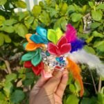 Premium Laddu Gopal dress set with colorful flowers, feathers and stone embellishments size 1-6