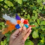 Designer floral Laddu Gopal poshak set with colorful satin flowers and decorative work for size 1 to 6