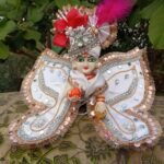 Premium Handmade Butterfly Design Laddu Gopal Dress with Mukut – Mirror Work, Pearl & Feather Krishna Poshak (Size 1–6) - Image 6