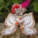 Premium Handmade Butterfly Design Laddu Gopal Dress with Mukut – Mirror Work, Pearl & Feather Krishna Poshak (Size 1–6) - Image 5