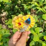 Premium Handmade Yellow Laddu Gopal Dress with Peacock Feather Design & Mukut – Mirror Work, Pearl & Stone Krishna Poshak (Size 1–6) - Image 3