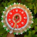 Premium red and green Laddu Gopal dress with zari lace and stone work Janmashtami special