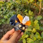 Laddu Gopal Designer Dress Set Black Orange Size 1-6 | Handmade Kanha Ji Poshak with Mukut, Bansuri & Dhoti | Premium Bal Gopal Dress Set - Image 6