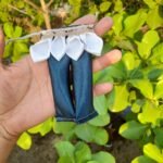 Blue velvet Laddu Gopal dhoti set with decorative border