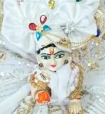 Premium White Laddu Gopal Dress with Mukut | Handmade Stone Work Kanha Ji Poshak | Designer Bal Gopal Vastra for Size 1 to 6 | Nayahe - Image 5