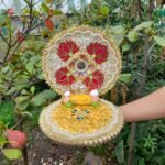 Premium Handmade Laddu Gopal Ji Aasan 10x10 Inch | Designer Singhasan with Decorative Back Support | Kanha Ji Pooja Chowki Seat | Krishna Mandir Decoration - Image 2